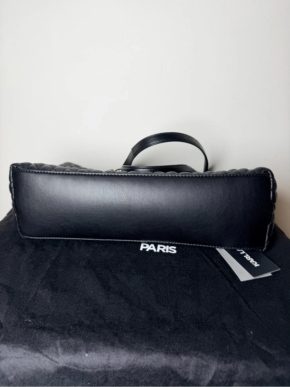 Karl Lagerfeld Black Quilted Tote Silver Chain Straps Paris karolina purse bag - Picture 7 of 8